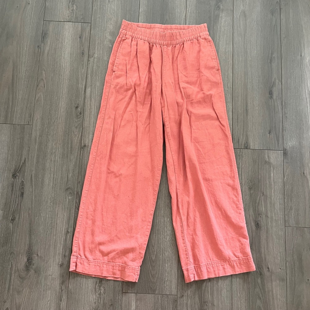 Old Navy High Rise Wide Leg Linen Blend Pants Coral Pink Small Comfort Waistband